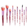 10pieces Professional Cosmetic Make Up Brush Set - Translucent Pink Glitter Photo