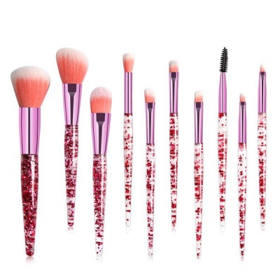 Photo of 10pieces Professional Cosmetic Make Up Brush Set - Translucent Purple Glitter