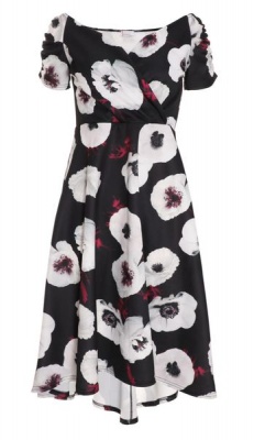 Quiz Ladies Black Floral Print Dip Hem Midi Dress