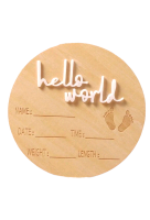Hello World Wood Engraved Birth Announcement Plaque