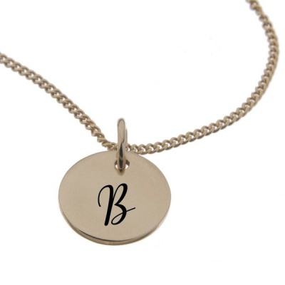Photo of Alphabet by Swish Silver "Engraved Initial - B on 10mm Rose Gold-Plated Sterling Silver Disc"