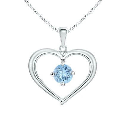 Photo of Stella Luna Sweet Heart Necklace with Swarovski Aquamarine Crystal Gold