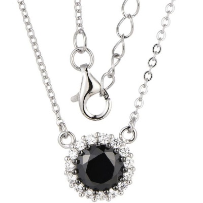 Photo of Kays Family Jewellers Classic Black Halo Pendant in 925 Sterling Silver