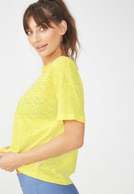 Womens Cotton On Boxy burnout T shirt Sunflower Yellow