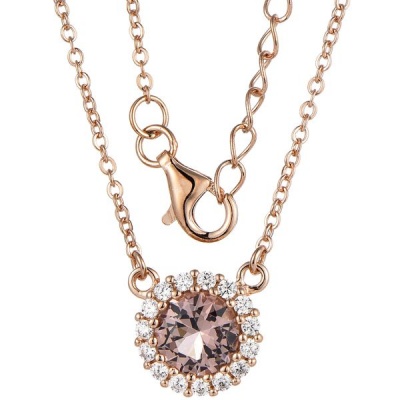 Photo of Kays Family Jewellers Classic Morganite Halo Pendant in 925 Sterling Silver