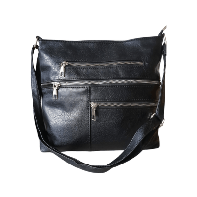Ladies Black Zipped Crossbody Handbag