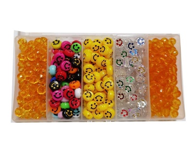 BEAD COOL Beading Kit Smiley Face Yellow Clear 10mm Colour Round Bead