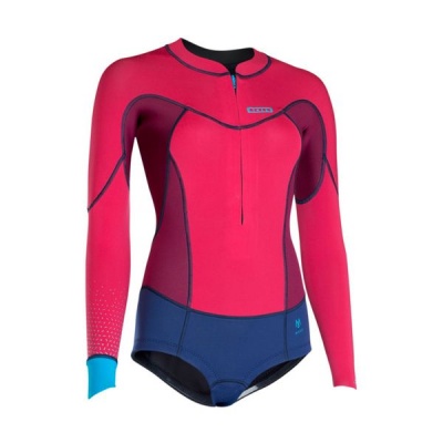Photo of iON Wetsuit - Muse Hot Shorty LS 1.5mm - Raspberry/Blue