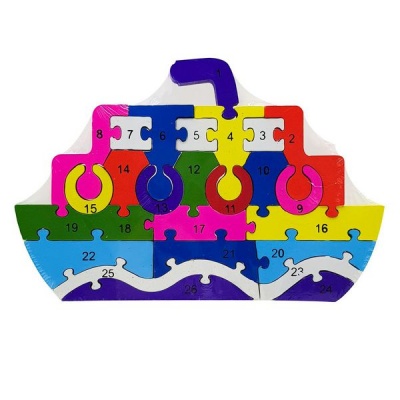 Photo of Boat Shaped Colourful Wooden Puzzle 26 Piece