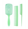 3 Pieces Wet Dry Use Detangling Brush Hair Comb Set - Green Photo