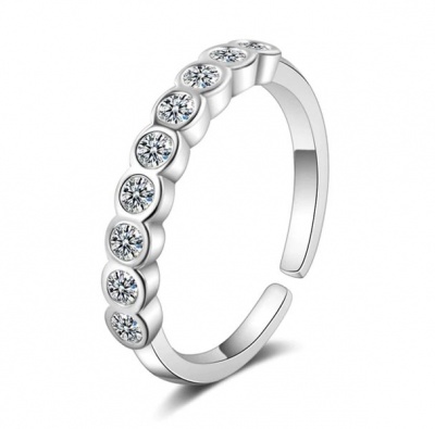 Photo of SilverCity Sterling Silver Plated 9 Zircon Half Eternity Adjustable Ring