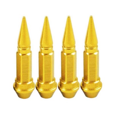Tyre Valve Caps Spike Style 60mm Length 4 Piece Gold