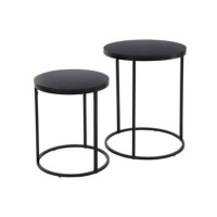 Trends Two Metal Side Tables with Pinewood Top Black