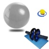 BUFFTEE Large Exercise Ball 75cm & Ab wheel Double- Grey Photo