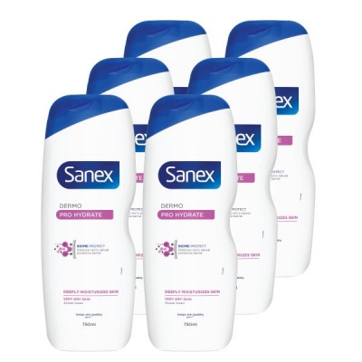 Sanex Dermo Pro Hydrate Shower Gel Body Wash Bulk Offer 6 x 750ml