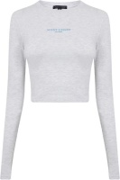 I Saw it First Ladies Grey Marl West Court Cropped T Shirt