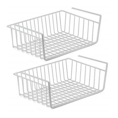 Set of 2 Under Shelf Storage Wire Baskets White