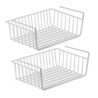 Set of 2 Under Shelf Storage Wire Baskets White