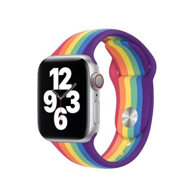 Photo of Meraki Silicone Sport Band for Apple Watch - 42mm/44mm Striped Rainbow