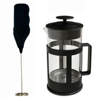 Coffee Plunger 600ml Battery Operated Cappuccino Frother Set
