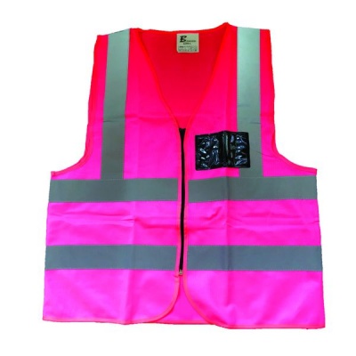 Bayaan Pink Reflective Vest with ID Pocket Zip 10 Pack Small
