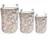 3 Piece Elegant Collapsible Golden Feather Print Laundry Basket Photo