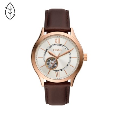 Fossil Mens Fenmore Automatic Brown Leather Watch BQ2650