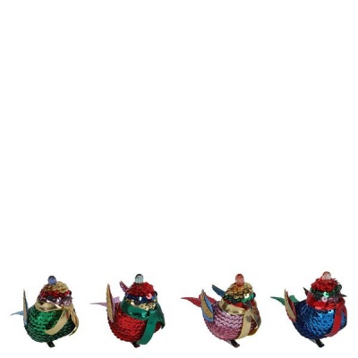 Photo of AK Multi Sequin Bird Christmas Decorations Large - Pack of 4