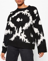 I Saw it First Ladies Black Cream Recycled Knit Blend Aztec Jumper