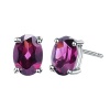 Rhodolite Garnet Solitaire Earrings - Oval Cut Photo