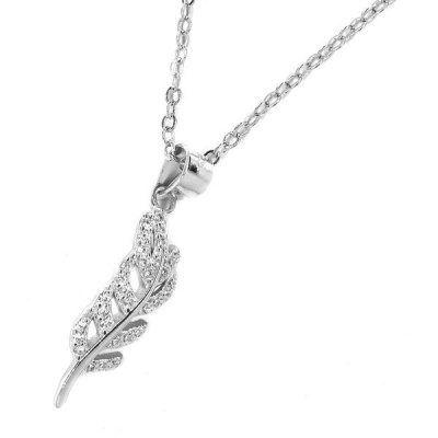 Photo of Silverbird Sterling Silver & Cubic Zirconia Eaf Pendant On Chain