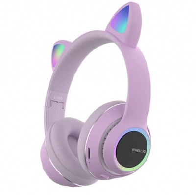 Wireless Cat Ear LED Light Headphones Fun Kids Stereo Headset