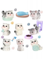 Miniature Cat Figurines Set Cute Kitten Moving Pet Decoration Accessories