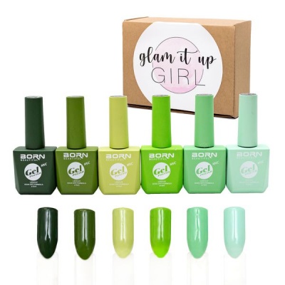 Glam It Up Girl UV Gel Nail Polish Shades of Green 6 Piece Undecided