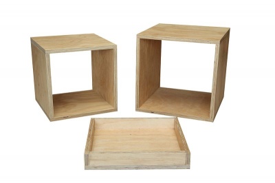 Photo of Habitat Traders Wooden Square Cube Coffee Table / Side Tables / Pedestals - Set of 2