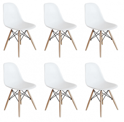 Photo of 6 x Wooden Leg Chairs - White