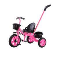 Childrens Hand Push Tricycle 3 Wheel Baby Stroller Carriage With Handle