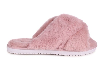 Linzi Cloud Ladies Dusky Pink Fluffy Crossover Slippers