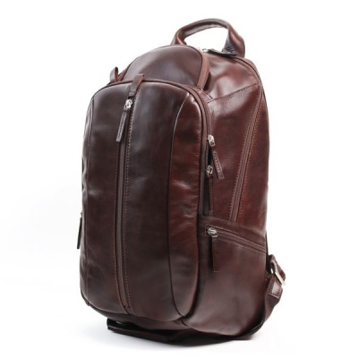 Photo of Bag Addict NUVO - Boston Genuine Leather Laptop Backpack Brown