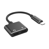 2 1 Lightning Charger Cable Adapter Black
