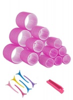 18 Piece Self Grip Hair Rollers Set with Hair Roller Clips and Comb