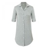 Hannah Grace Maternity Grey Short Button Down Sleepshirt - Melange Grey Photo