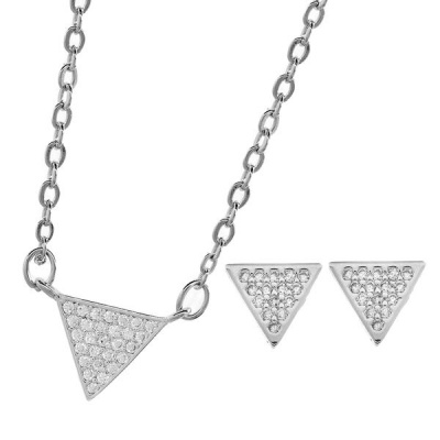 Photo of iDesire Pave Geometric Pendant And Earring Cubic Zirconia Set