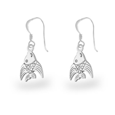 Silver Dangle Fish Earrings