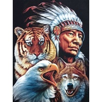 Diamond Painting DIY Kit Full Drill Round Dot Indian Tiger Eagle Wolf