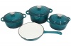 7 Piece Authentic Cast Iron Dutch Oven Cookware Pot Set - Teal Photo