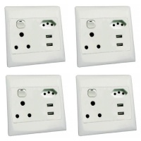 4 Pack Wall Switch and Sockets 2x USB Socket Euro