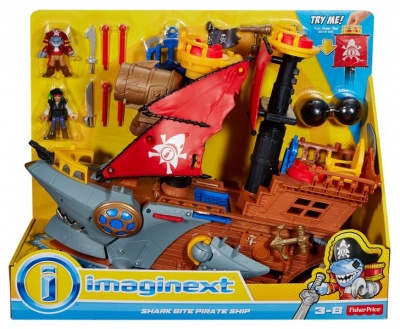Photo of Mattel Imaginext Pirate Pirate Ship Playset Featuring “Shark Biting” Action