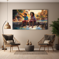 Canvas Wall Art Laughing by the River BK0212