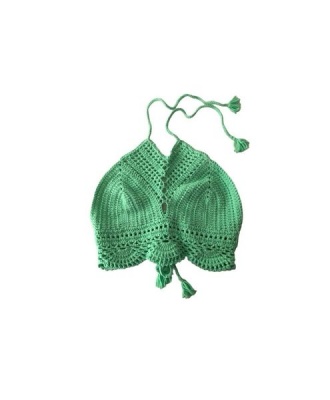 Apple Green Coffee Cotton Double Knit Crochet Top